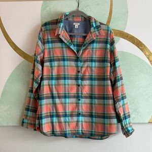 LL Bean Plaid Button-Up Shirt